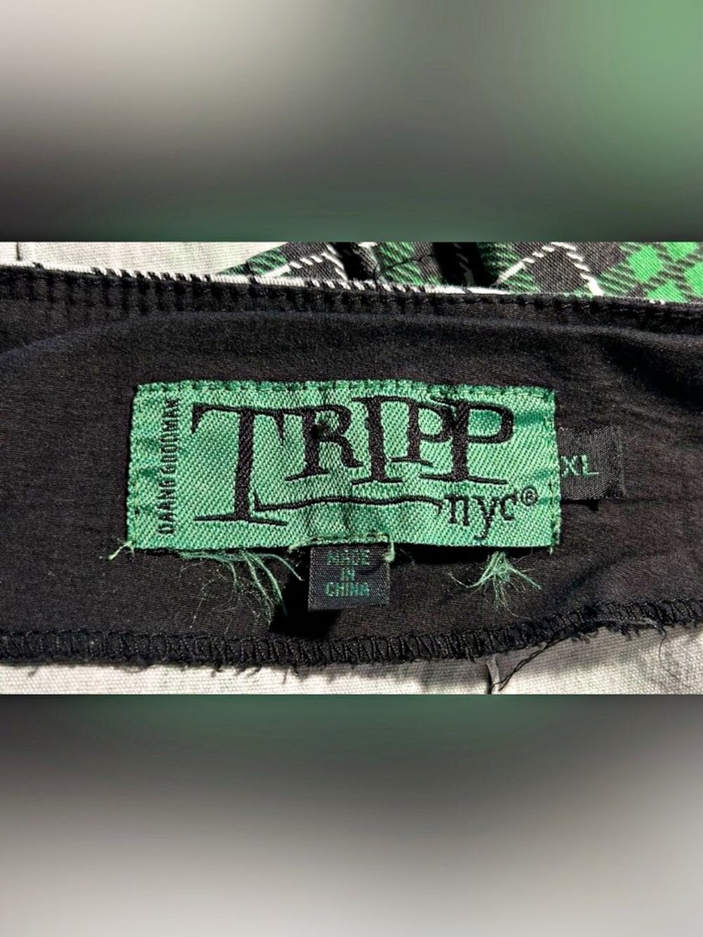 Vintage Y2K Tripp NYC Green Plaid Pleated Studded Chain Skull Punk Mini Skirt - Picture 7 of 8